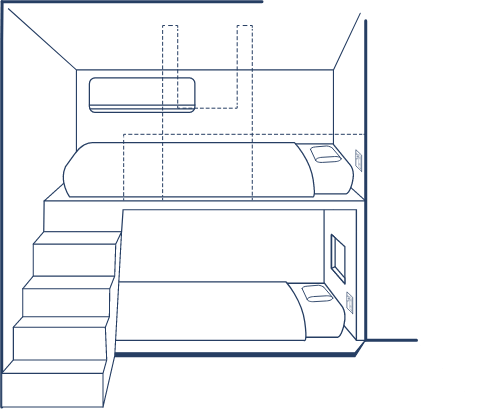 二階建てベッドの立体図