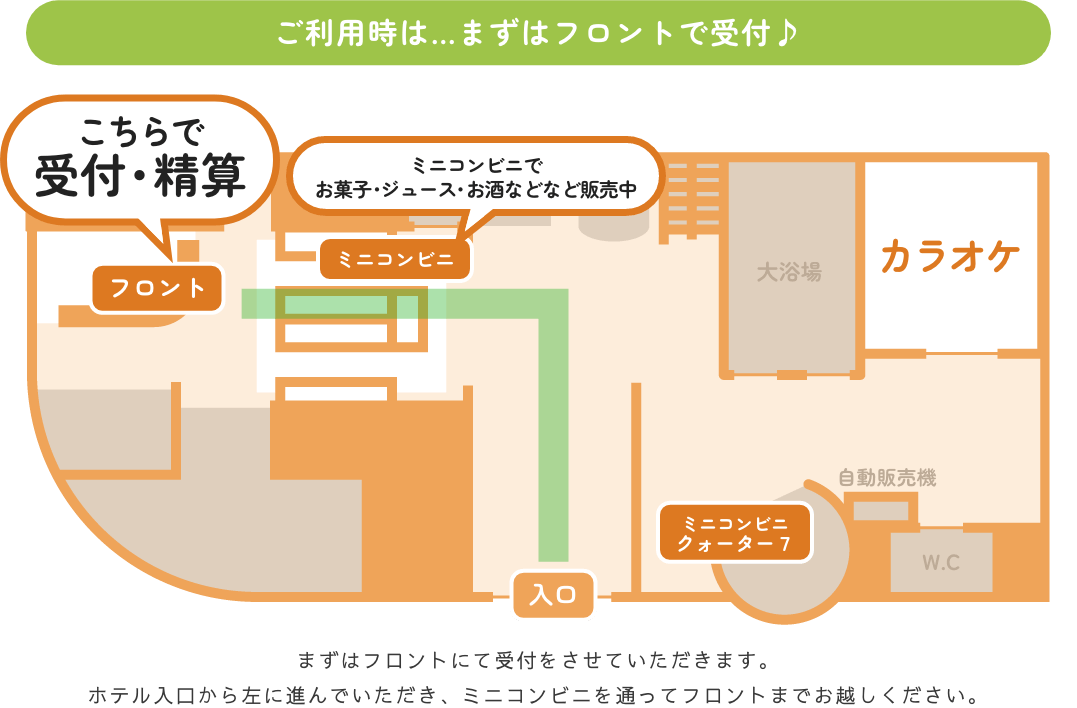 ご利用時は…まずフロントで受付♬
