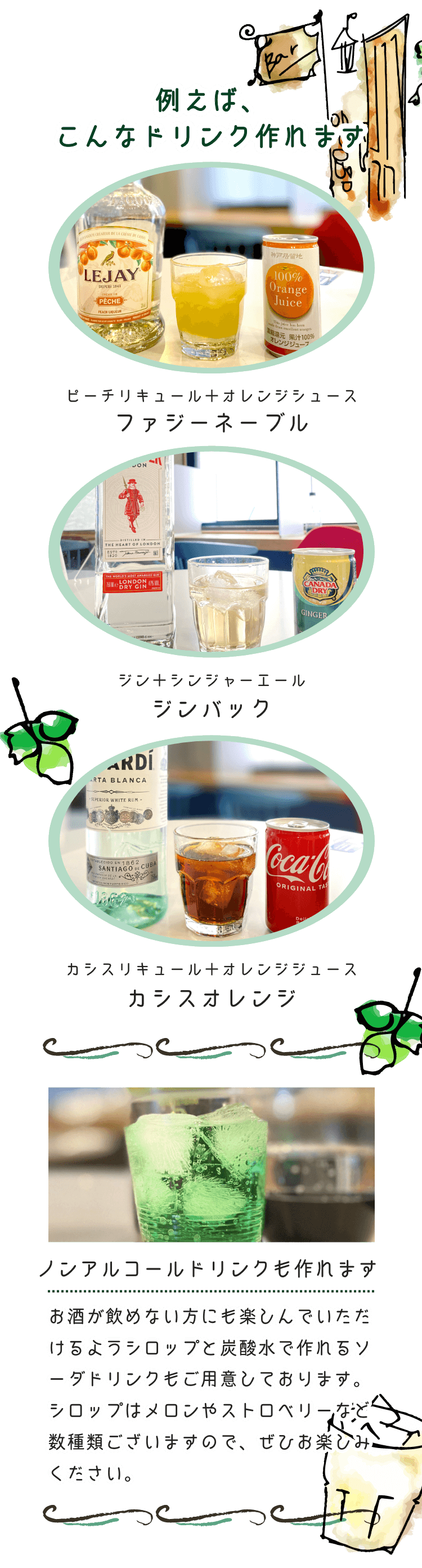 例えば、こんなドリンク作れます